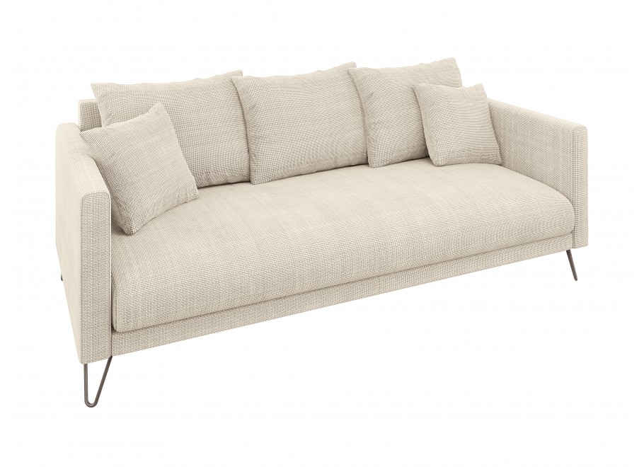 Kremowa sofa Ovi – nowoczesna, trzyosobowa, z poduszkami, na metalowych nogach - Flow 5