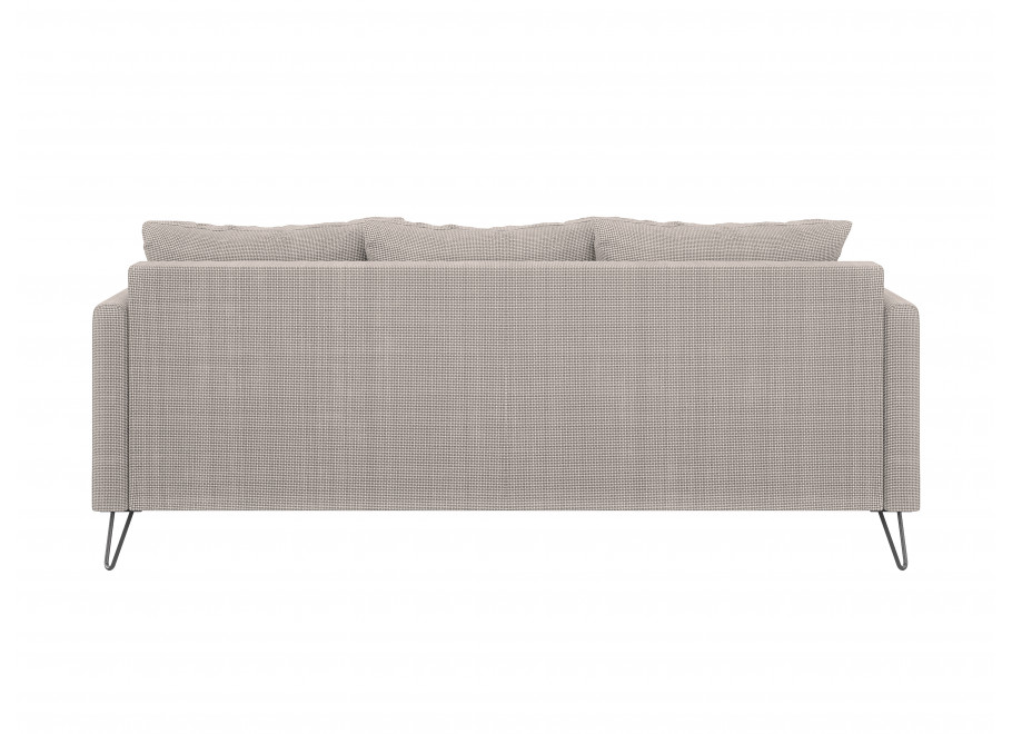 Sofa Ovi w kolorze jasnoszarym – z poduszkami, na wysokich metalowych nogach 4