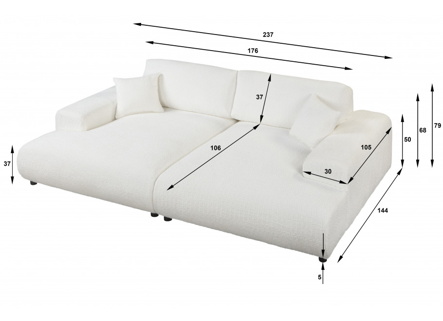 Nowoczesna biała sofa czteroosobowa – komfort i głębokie siedzisko – Mossi 13