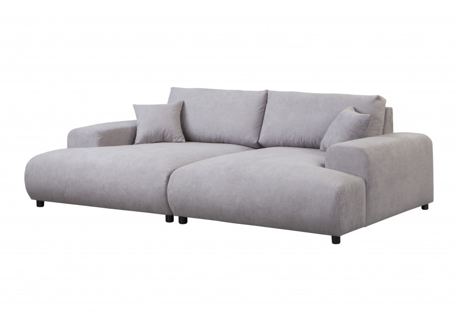 Szara sofa czteroosobowa nowoczesna z głębokim siedziskiem i poduszkami – Mossi