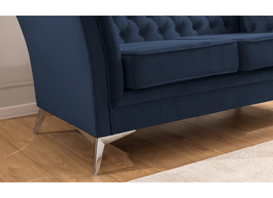 Sofa trzyosobowa granatowa pikowana Chesterfield HASSO BIS – wygodna, elegancka 6