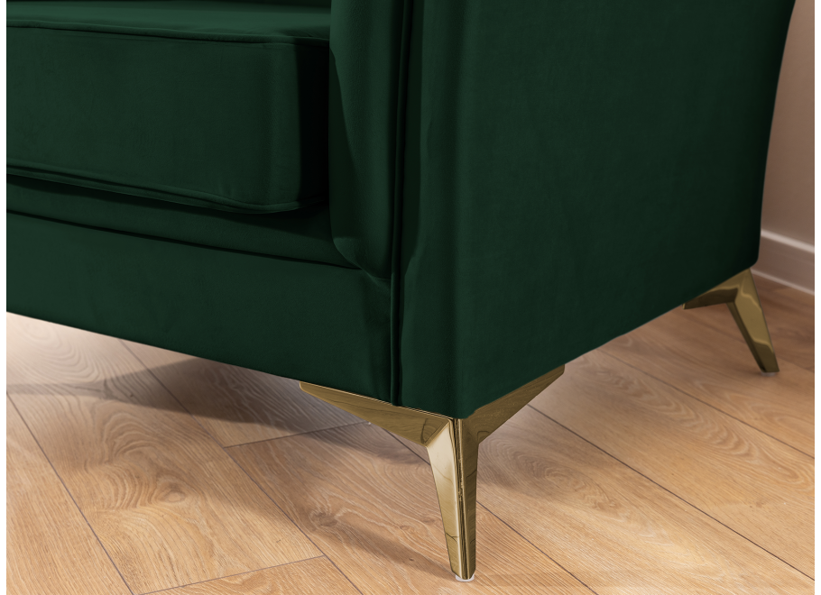 Pikowana sofa Chesterfield butelkowa zieleń – model HASSO BIS, trzyosobowa 5