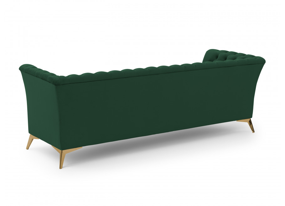 Pikowana sofa Chesterfield butelkowa zieleń – model HASSO BIS, trzyosobowa 12