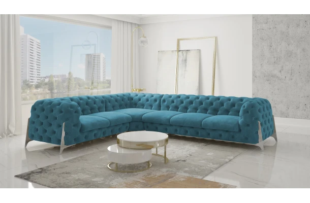 Narożnik sześcioosobowy pikowany KALIFORNIA 2+E+3 tk. venus velvet 2912 - design i funkcjonalnosc w parze