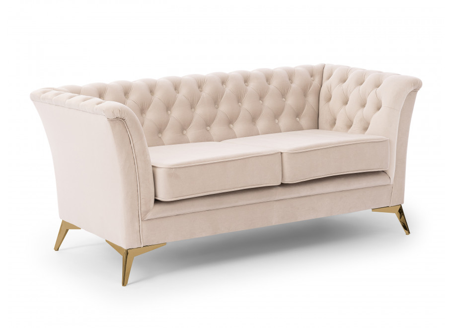 Sofa dwuosobowa pikowana HASSO BIS beżowa, na metalowych nogach 9