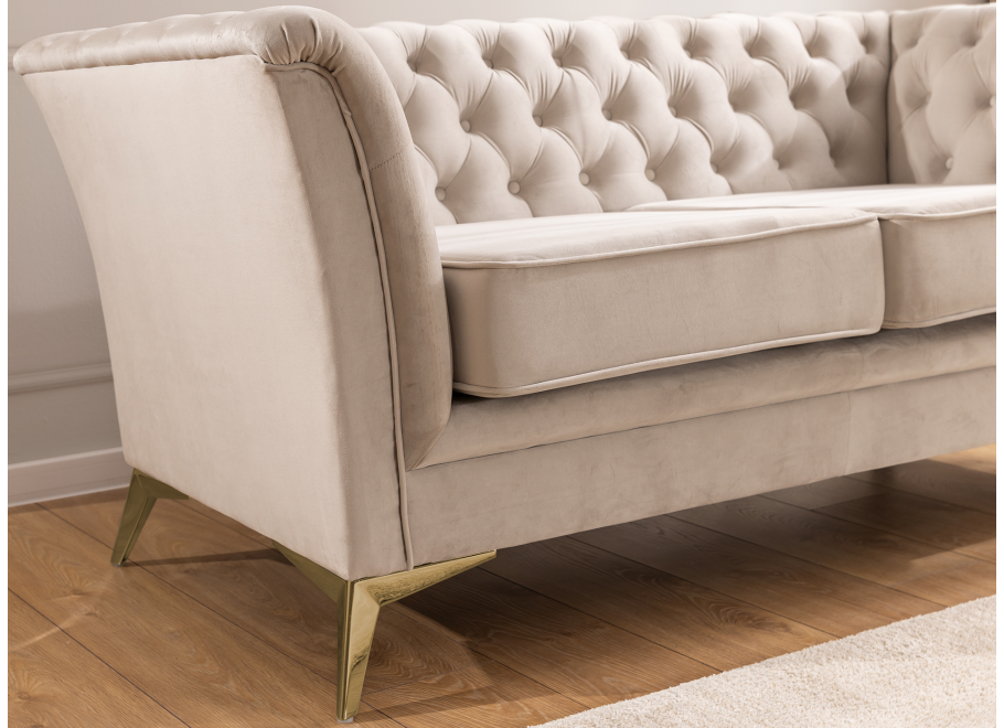 Sofa dwuosobowa pikowana HASSO BIS beżowa, na metalowych nogach 7