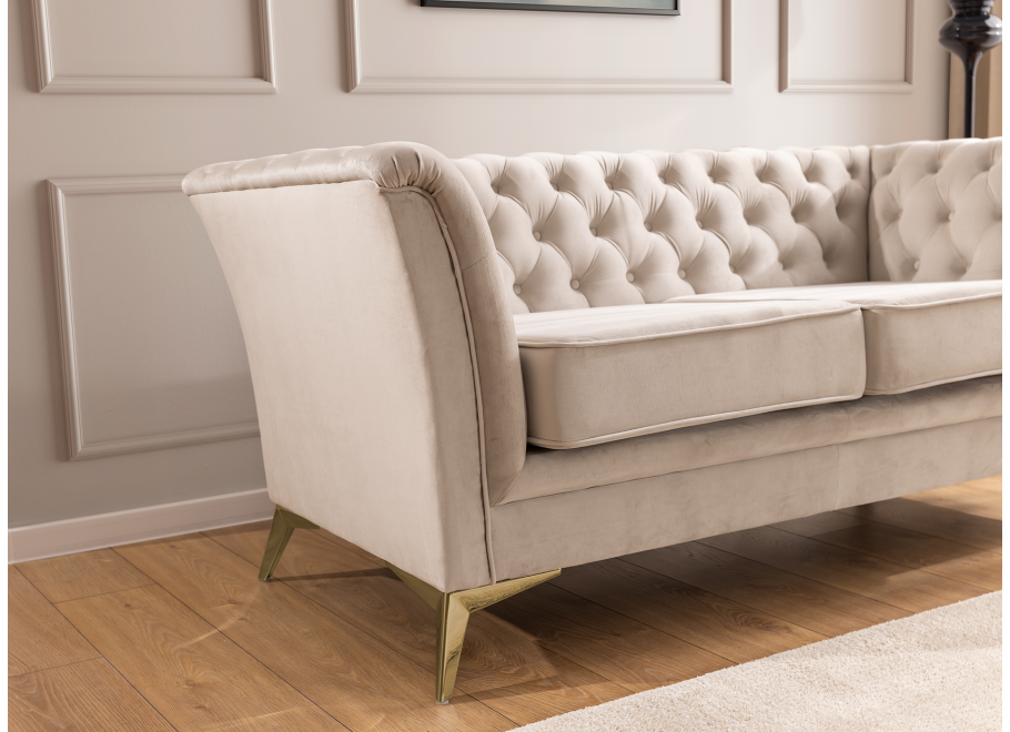 Sofa dwuosobowa pikowana HASSO BIS beżowa, na metalowych nogach 8