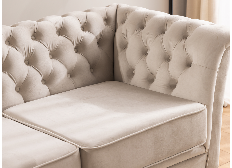 Sofa dwuosobowa pikowana HASSO BIS beżowa, na metalowych nogach 5