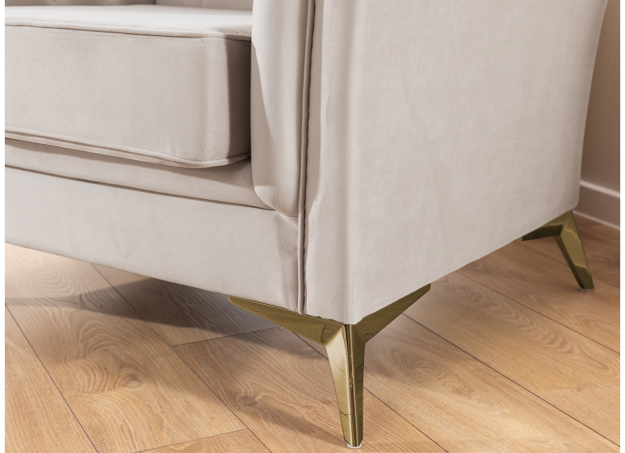 Sofa dwuosobowa pikowana HASSO BIS beżowa, na metalowych nogach 4