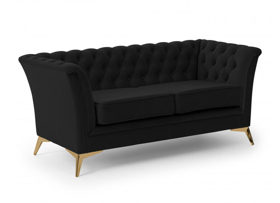Czarna sofa Chesterfield HASSO BIS – pikowana, na wysokich metalowych nogach 5