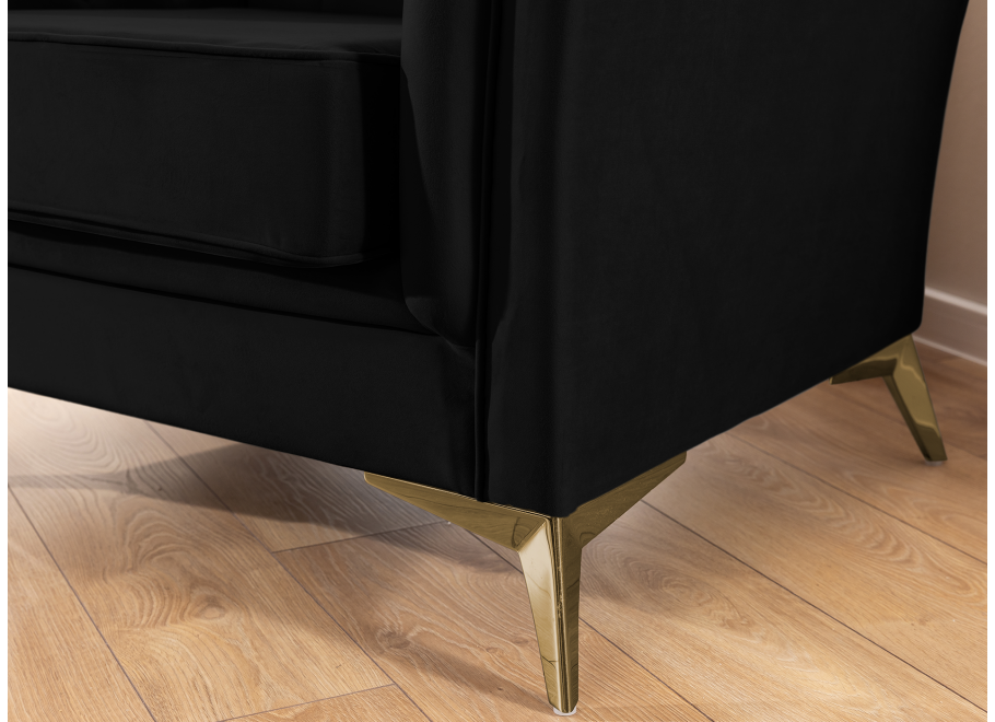 Czarna sofa Chesterfield HASSO BIS – pikowana, na wysokich metalowych nogach 8