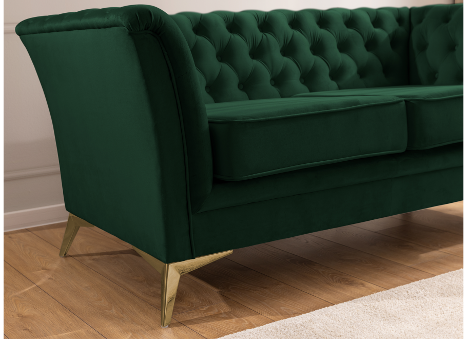 HASSO BIS – sofa dwuosobowa Chesterfield pikowana, butelkowa zieleń 6