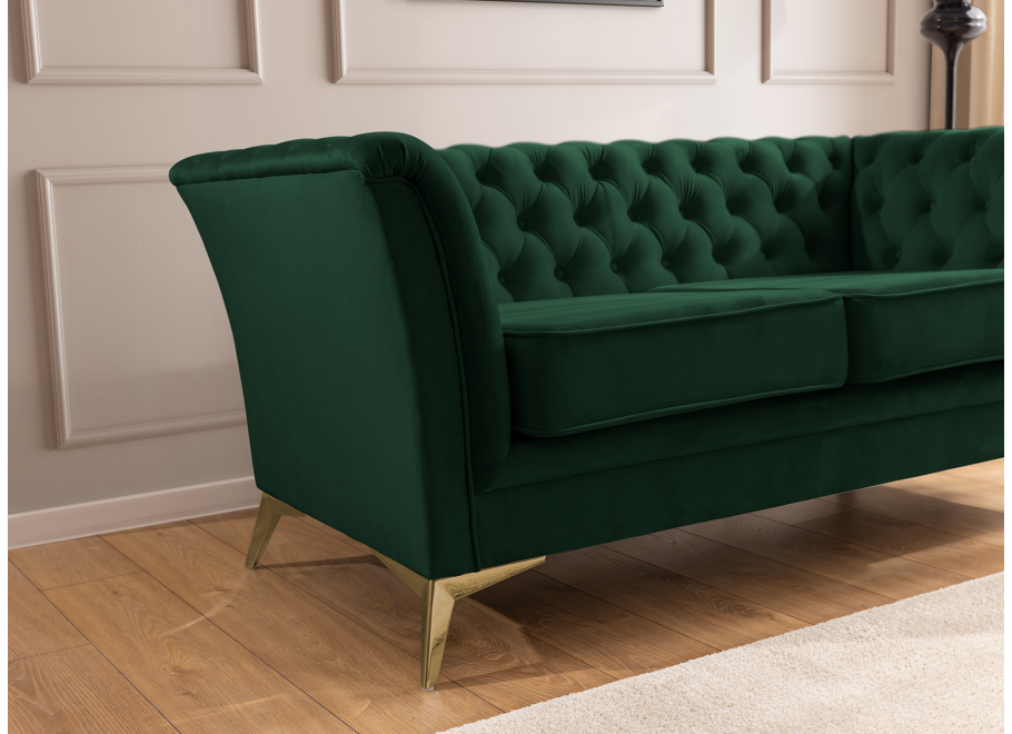 HASSO BIS – sofa dwuosobowa Chesterfield pikowana, butelkowa zieleń 7