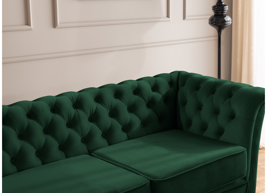 HASSO BIS – sofa dwuosobowa Chesterfield pikowana, butelkowa zieleń 4