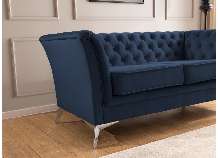HASSO BIS pikowana – granatowa sofa dwuosobowa, elegancka, na wysokich nogach 5