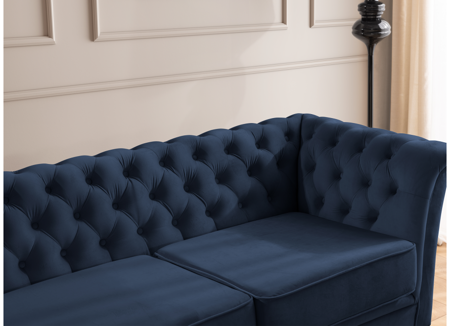 HASSO BIS pikowana – granatowa sofa dwuosobowa, elegancka, na wysokich nogach 3