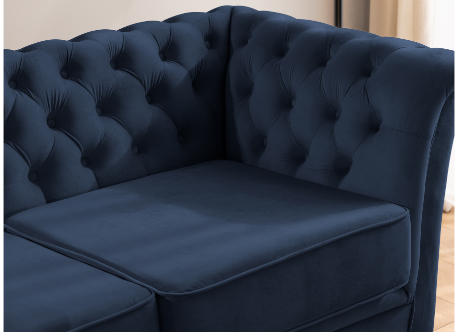 HASSO BIS pikowana – granatowa sofa dwuosobowa, elegancka, na wysokich nogach 6
