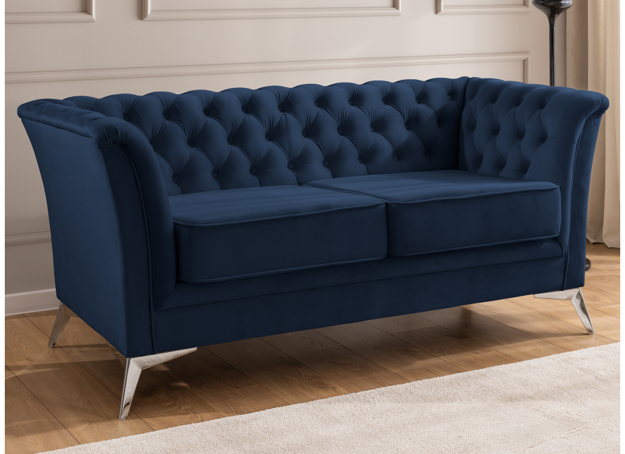 HASSO BIS pikowana – granatowa sofa dwuosobowa, elegancka, na wysokich nogach 7