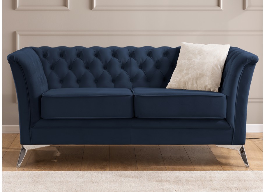 HASSO BIS pikowana – granatowa sofa dwuosobowa, elegancka, na wysokich nogach 2