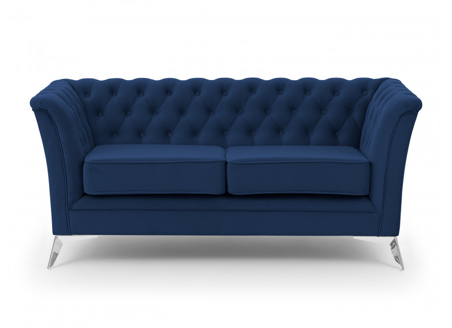 HASSO BIS pikowana – granatowa sofa dwuosobowa, elegancka, na wysokich nogach