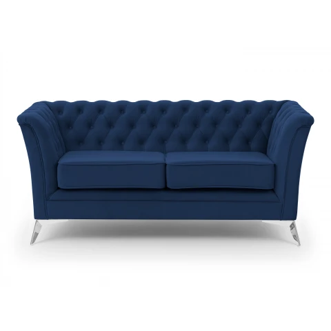 HASSO BIS pikowana – granatowa sofa dwuosobowa, elegancka, na wysokich nogach