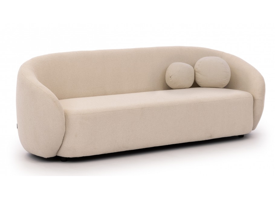 Sofa trzyosobowa nowoczesna Cloudi ecru – wygodna, z dekoracyjnymi poduszkami - Loop 1