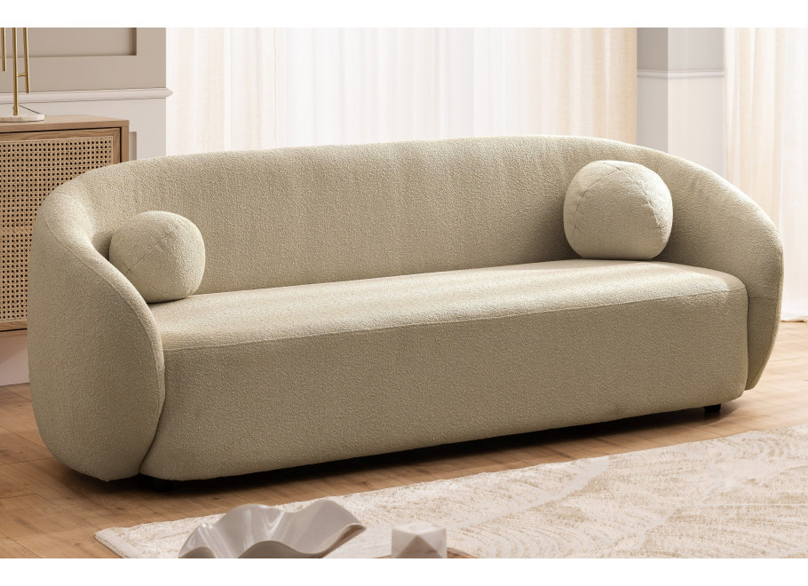 Beżowa sofa trzyosobowa Cloudi – stylowa, komfortowa, z okrągłymi poduszkami 6