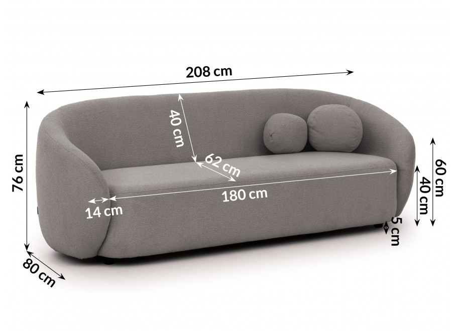 Wygodna sofa Cloudi szara – nowoczesna forma z dekoracyjnymi poduszkami 9