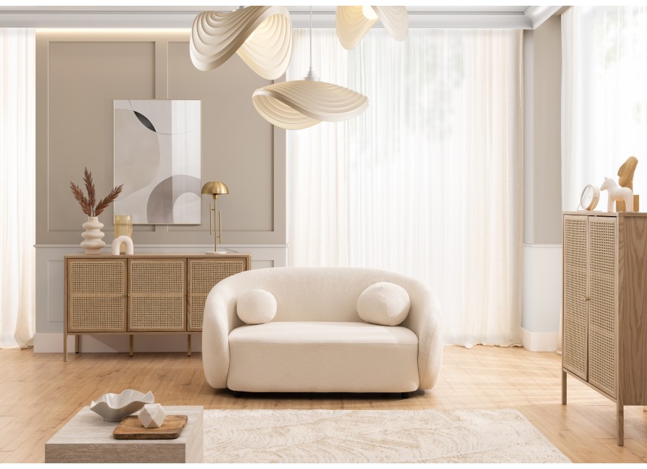 Sofa dwuosobowa ecru Cloudi – wygodna, nowoczesna, z poduszkami - Loop 1
