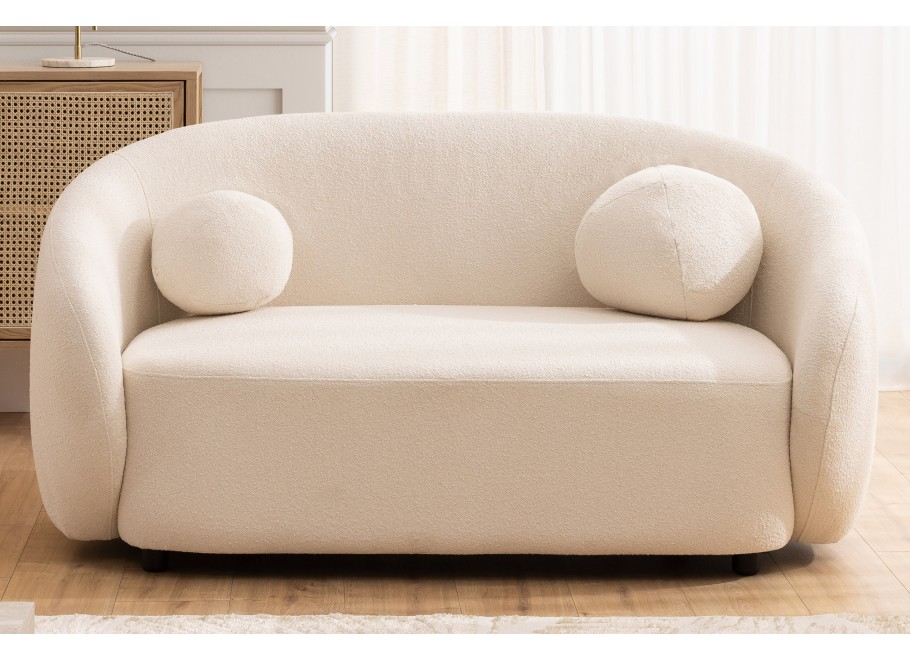 Sofa dwuosobowa ecru Cloudi – wygodna, nowoczesna, z poduszkami - Loop 1