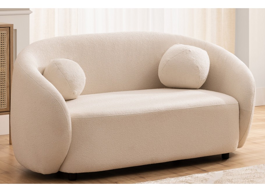 Sofa dwuosobowa ecru Cloudi – wygodna, nowoczesna, z poduszkami - Loop 1