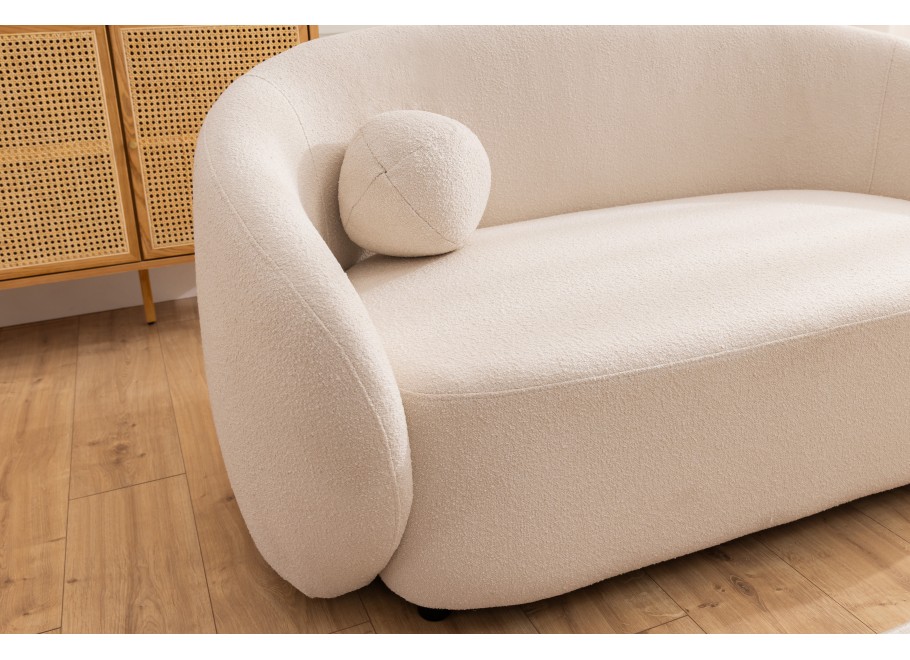 Sofa dwuosobowa ecru Cloudi – wygodna, nowoczesna, z poduszkami - Loop 1