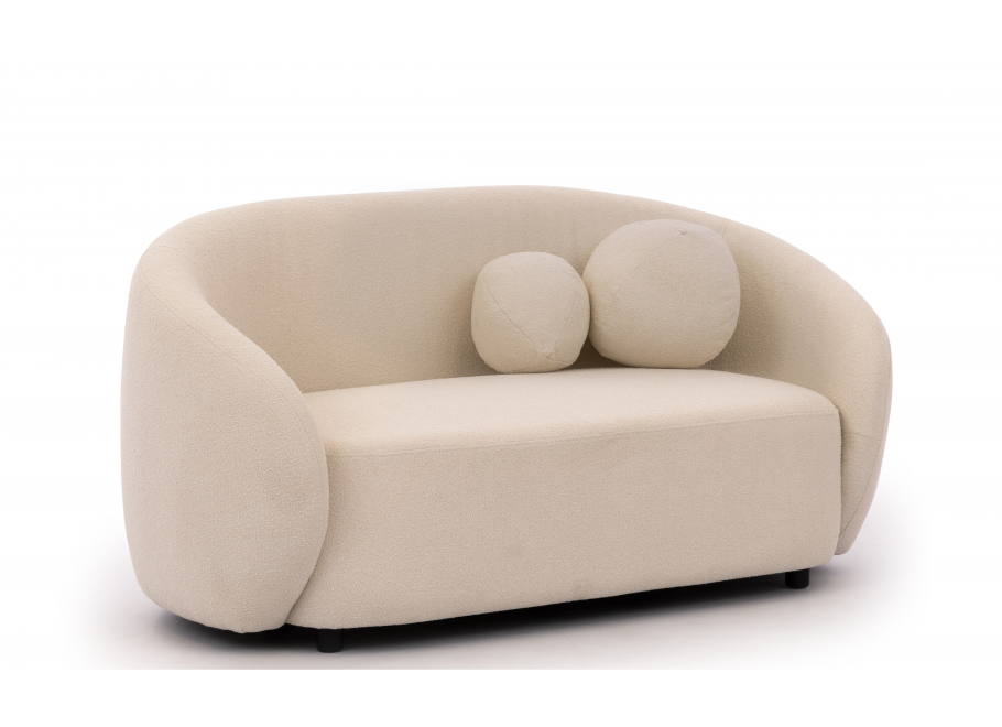 Sofa dwuosobowa ecru Cloudi – wygodna, nowoczesna, z poduszkami - Loop 1