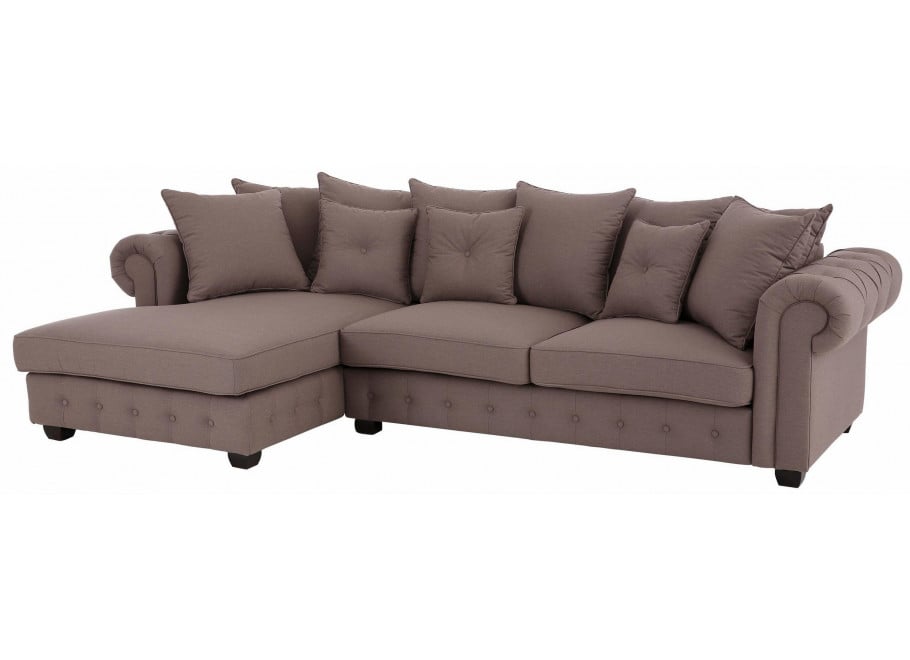 Wygodny narożnik glamour LUZERN – brązowy kolor, elegancki do salonu 3