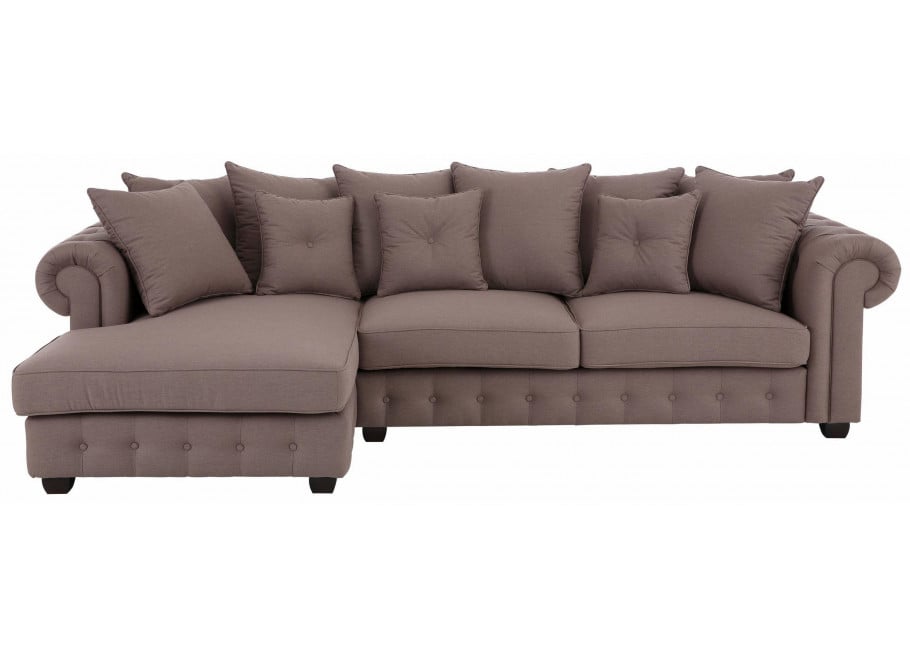 Wygodny narożnik glamour LUZERN – brązowy kolor, elegancki do salonu 2