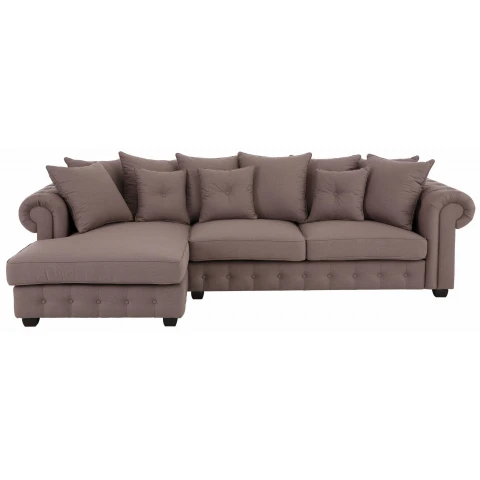 Wygodny narożnik glamour LUZERN – brązowy kolor, elegancki do salonu