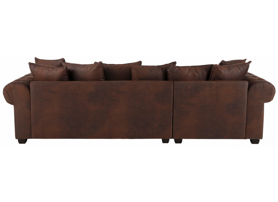 Pikowany narożnik LUZERN – czteroosobowy, brązowa ekoskóra, wygodny do salonu 3
