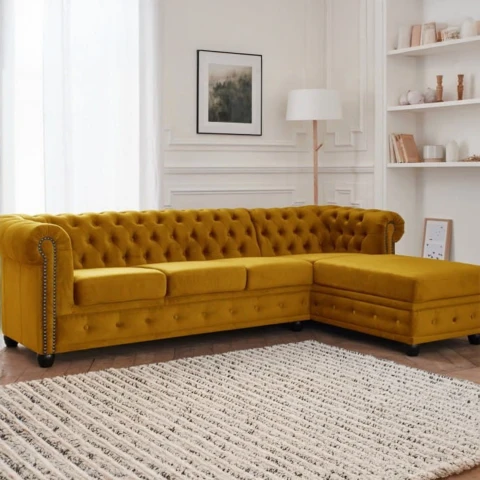 Narożnik pięcioosobowy pikowany Chesterfield FELIX 3+OT