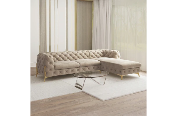 Narożnik czteroosobowy pikowany glamour Chesterfield TEO 2,5+OT - design i funkcjonalnosc w parze