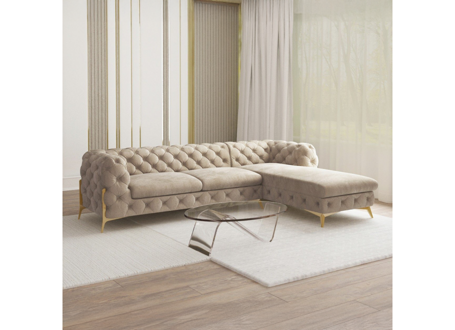 Narożnik czteroosobowy pikowany glamour Chesterfield TEO 2,5+OT 2