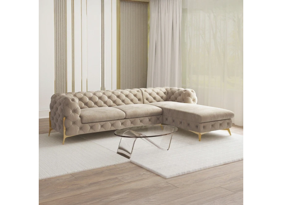 Narożnik czteroosobowy pikowany glamour Chesterfield TEO 2,5+OT
