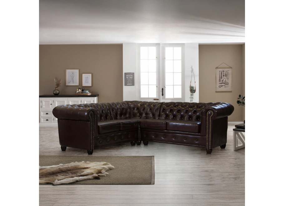 Narożnik pięcioosobowy pikowany Chesterfield FELIX 2+E+2 2