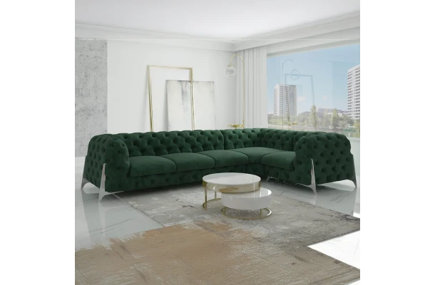 Narożnik pięcioosobowy pikowany luksusowy glamour KALIFORNIA 3+E+1 - design i funkcjonalnosc w parze