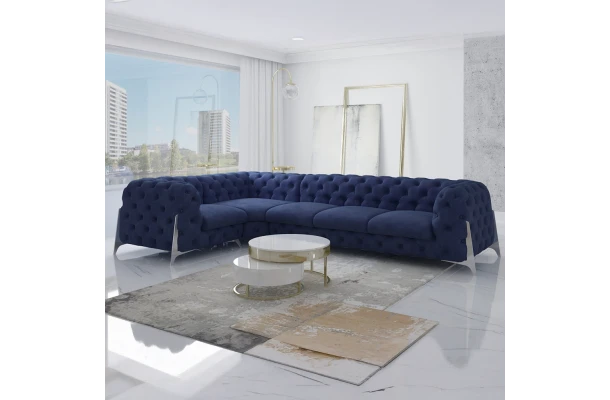Narożnik pięcioosobowy pikowany Chesterfield glamour KALIFORNIA 1+E+3 - design i funkcjonalnosc w parze Narożnik pięcioosobowy pikowany Chesterfield glamour KALIFORNIA 1+E+3 - design i funkcjonalnosc w parze