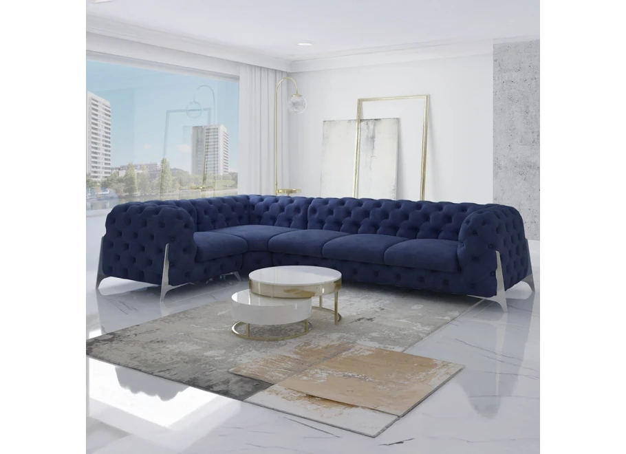 Narożnik pięcioosobowy pikowany Chesterfield glamour KALIFORNIA 1+E+3 Narożnik pięcioosobowy pikowany Chesterfield glamour KALIFORNIA 1+E+3