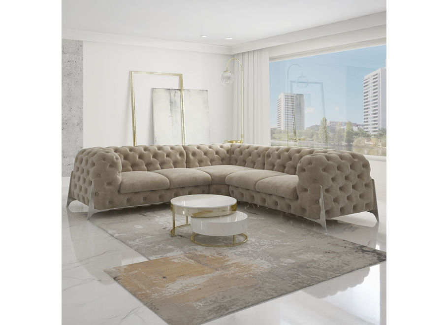Narożnik pięcioosobowy pikowany glamour Chesterfield KALIFORNIA 2+E+2 2