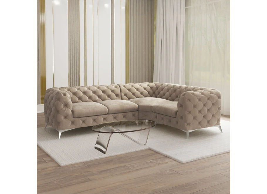 Narożnik czteroosobowy luksusowy pikowany Chesterfield TEO 2+E+1