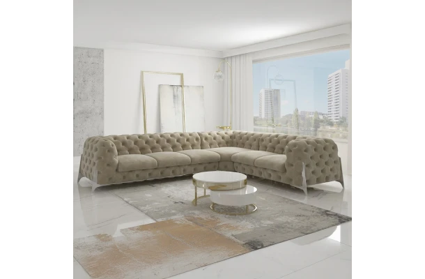 Narożnik sześcioosobowy pikowany Chesterfield KALIFORNIA 3+E+2 - design i funkcjonalnosc w parze