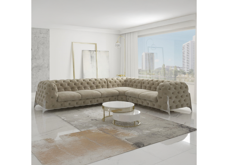 Narożnik sześcioosobowy pikowany Chesterfield KALIFORNIA 3+E+2 2
