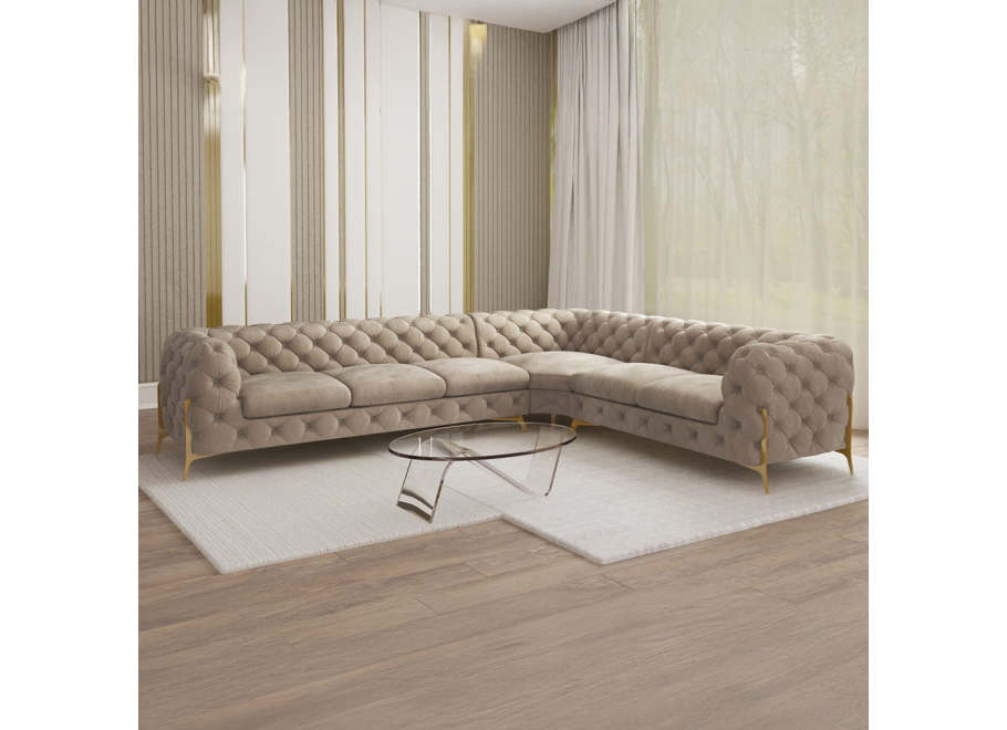 Narożnik sześcioosobowy pikowany glamour Chesterfield TEO HIGH 3+E+2 2